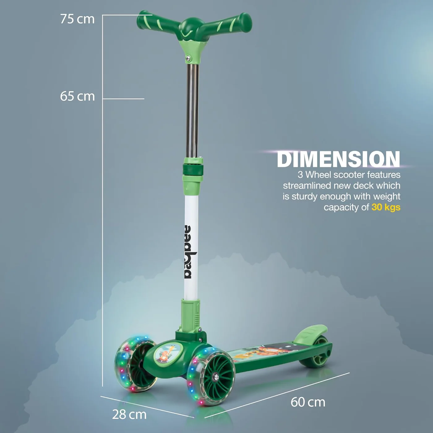 Baybee Kitty Kick Scooter for Kids, Foldable Kids Scooter- Green