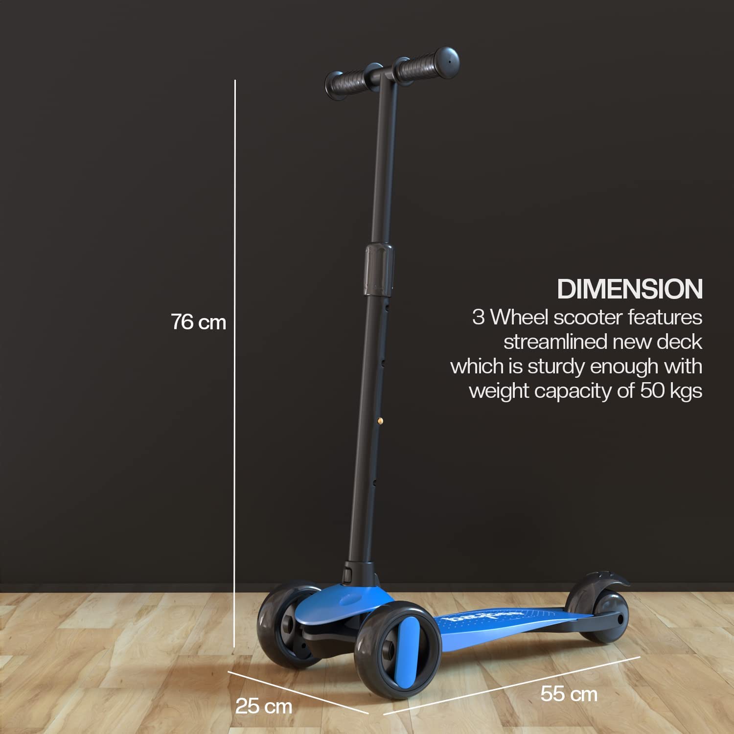Baybee Alpha Glide Kick Scooter for Kids- Dark Blue Baybee Alpha Glide Kick Scooter for Kids- Dark Blue