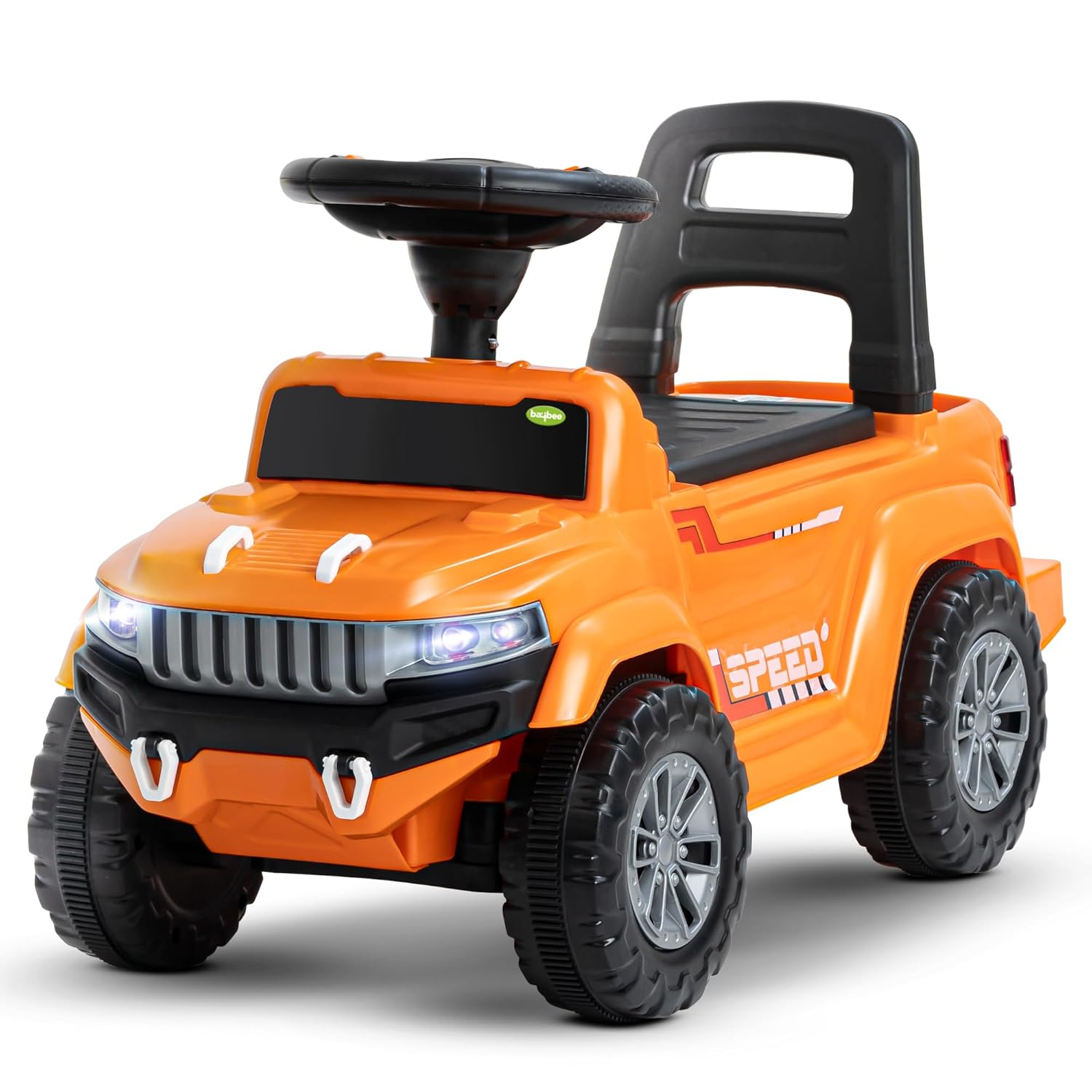 Baybee Push Ride on Baby Jeep for Kids Toys with LED Light & Storage Bin- Orange Baybee Push Ride on Baby Jeep for Kids Toys with LED Light & Storage Bin- Orange