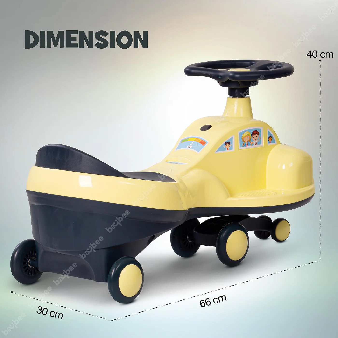 Baybee Flare Magic Swing Cars for Kids with PP Wheels- Yellow Baybee Flare Magic Swing Cars for Kids with PP Wheels- Yellow