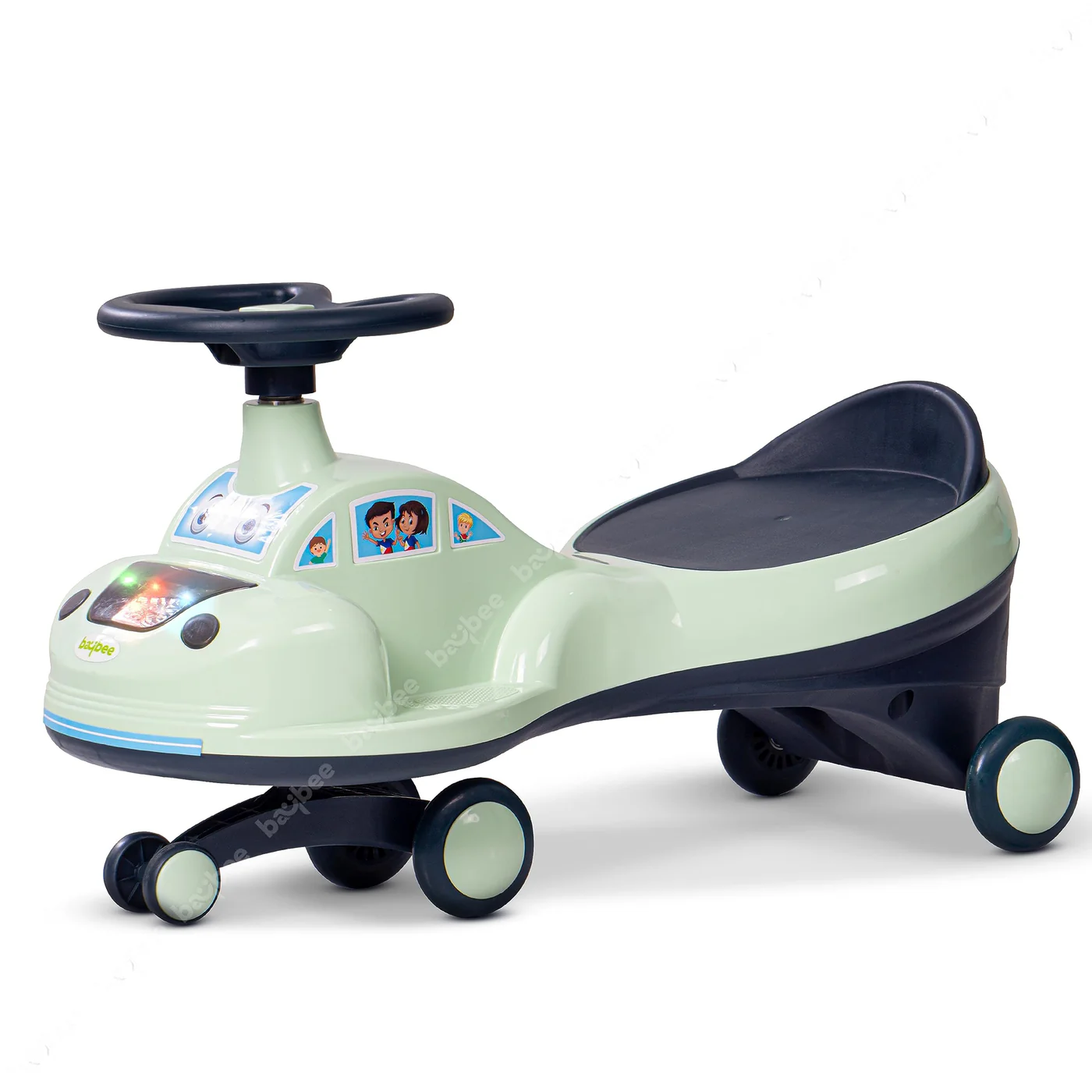 BAYBEE Baybee Flare Kids Ride on Magic Swing Cars with Flashing LED Lights Music & PP Wheels - Green BAYBEE Baybee Flare Kids Ride on Magic Swing Cars with Flashing LED Lights Music & PP Wheels - Green