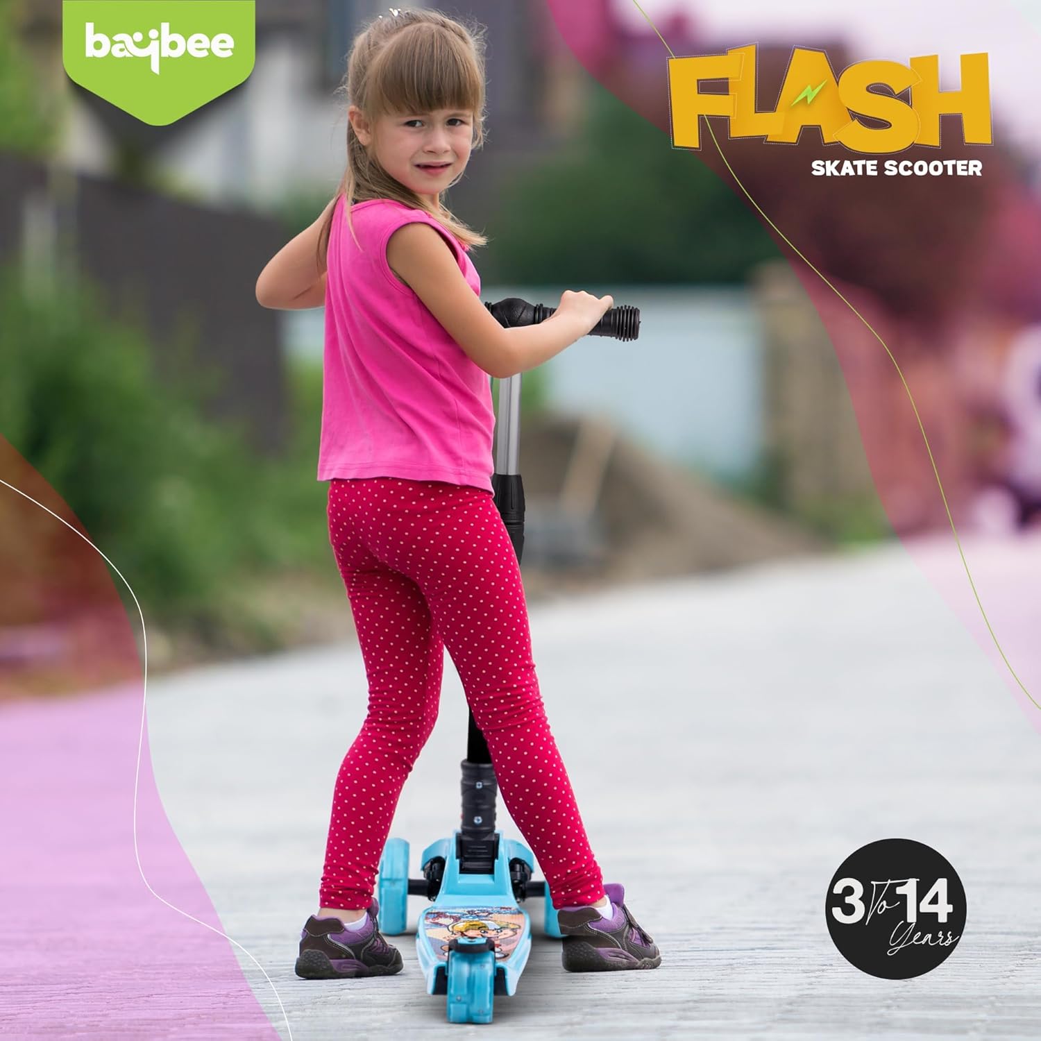 Baybee Flash Scooter for Kids with Foldable & Height Adjustable Handle- Blue Baybee Flash Scooter for Kids with Foldable & Height Adjustable Handle- Blue