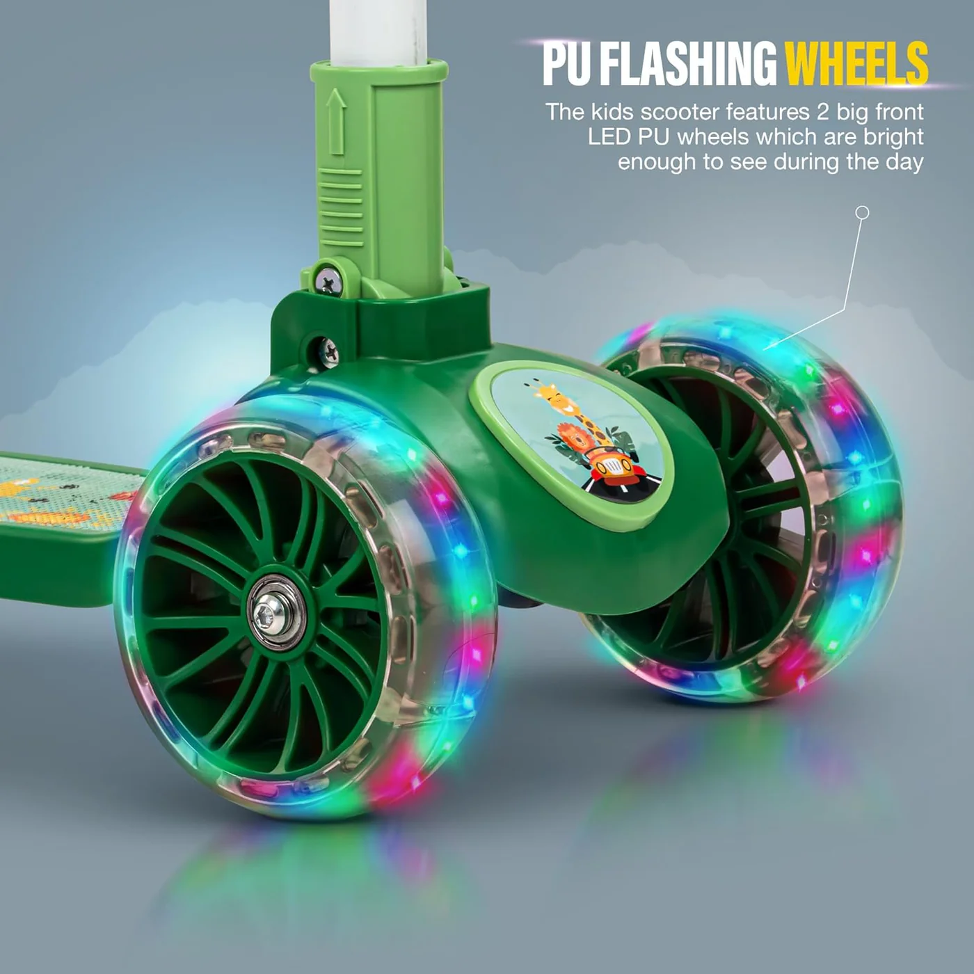 Baybee Kitty Kick Scooter for Kids, Foldable Kids Scooter- Green