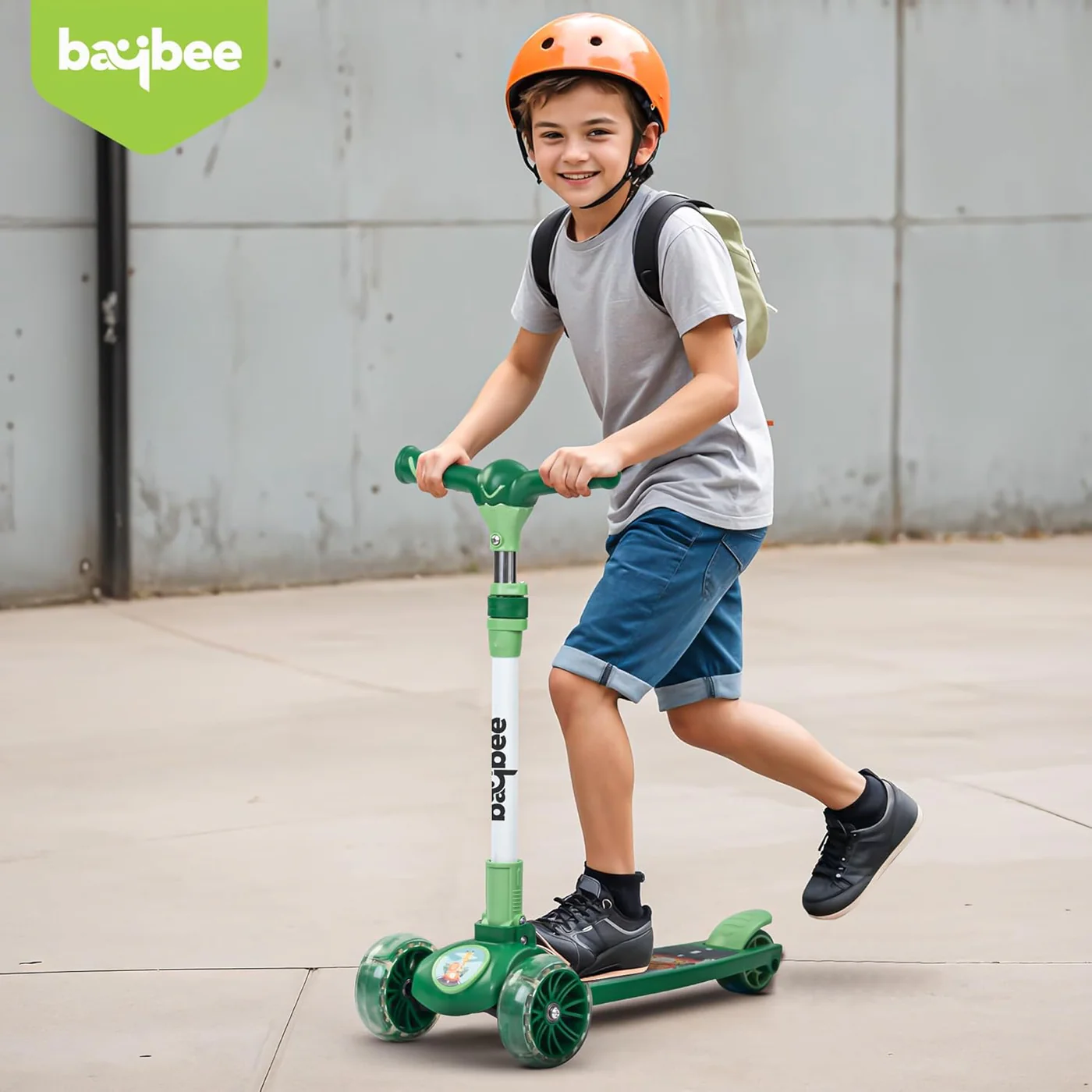 Baybee Kitty Kick Scooter for Kids, Foldable Kids Scooter- Green