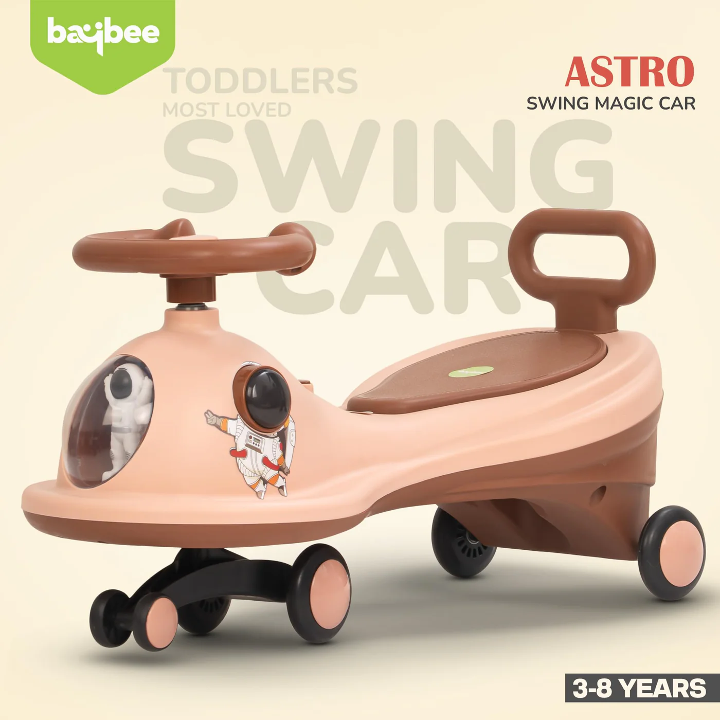 Baybee Astro Baby Swing Car for Kids-Light Orange