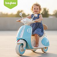 Baybee Vintage Battery Operated Bike for Kids, 1 to 5 Years Boys Girl (Blue)