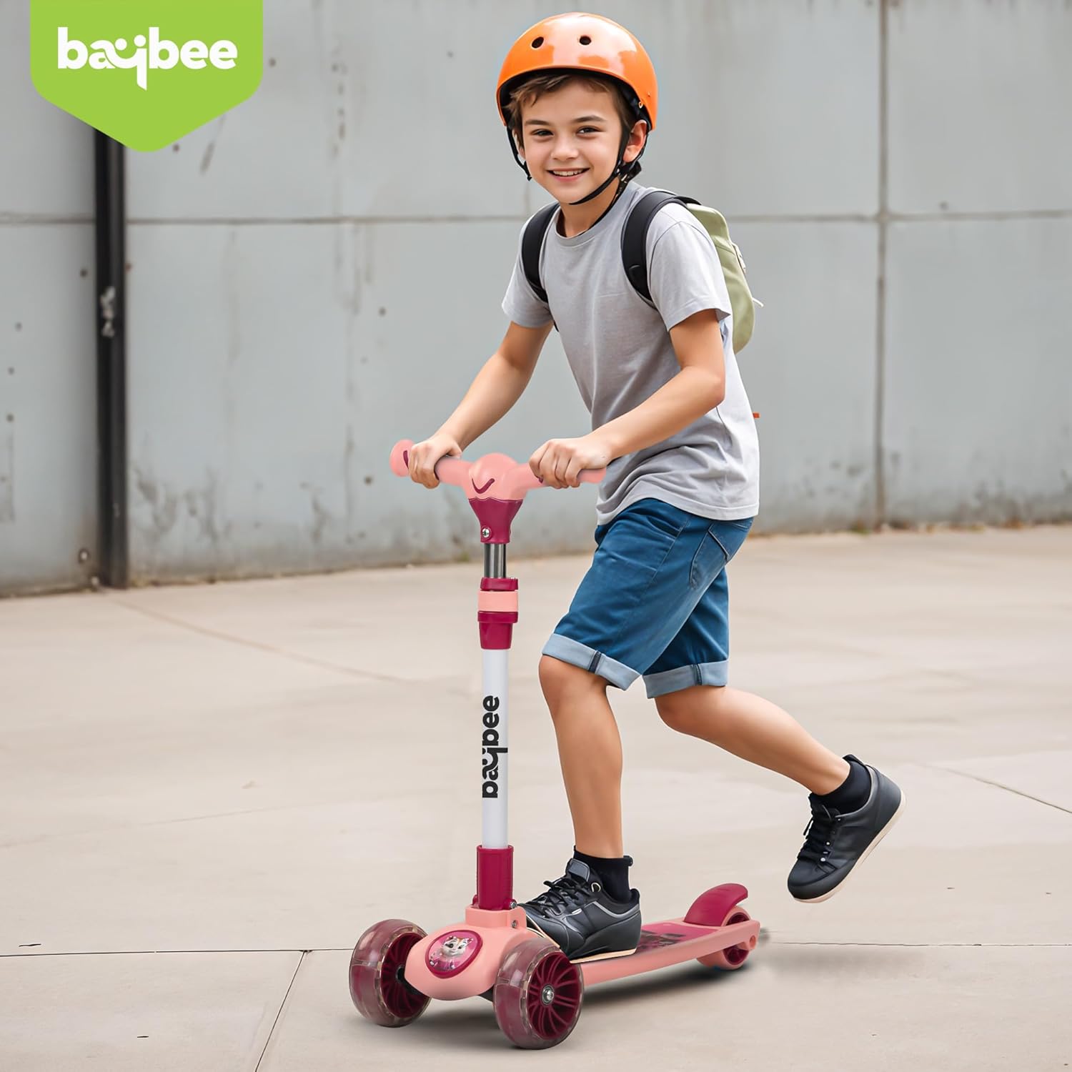 Baybee Kitty Kick Scooter for Kids, Foldable Kids Scooter- Pink
