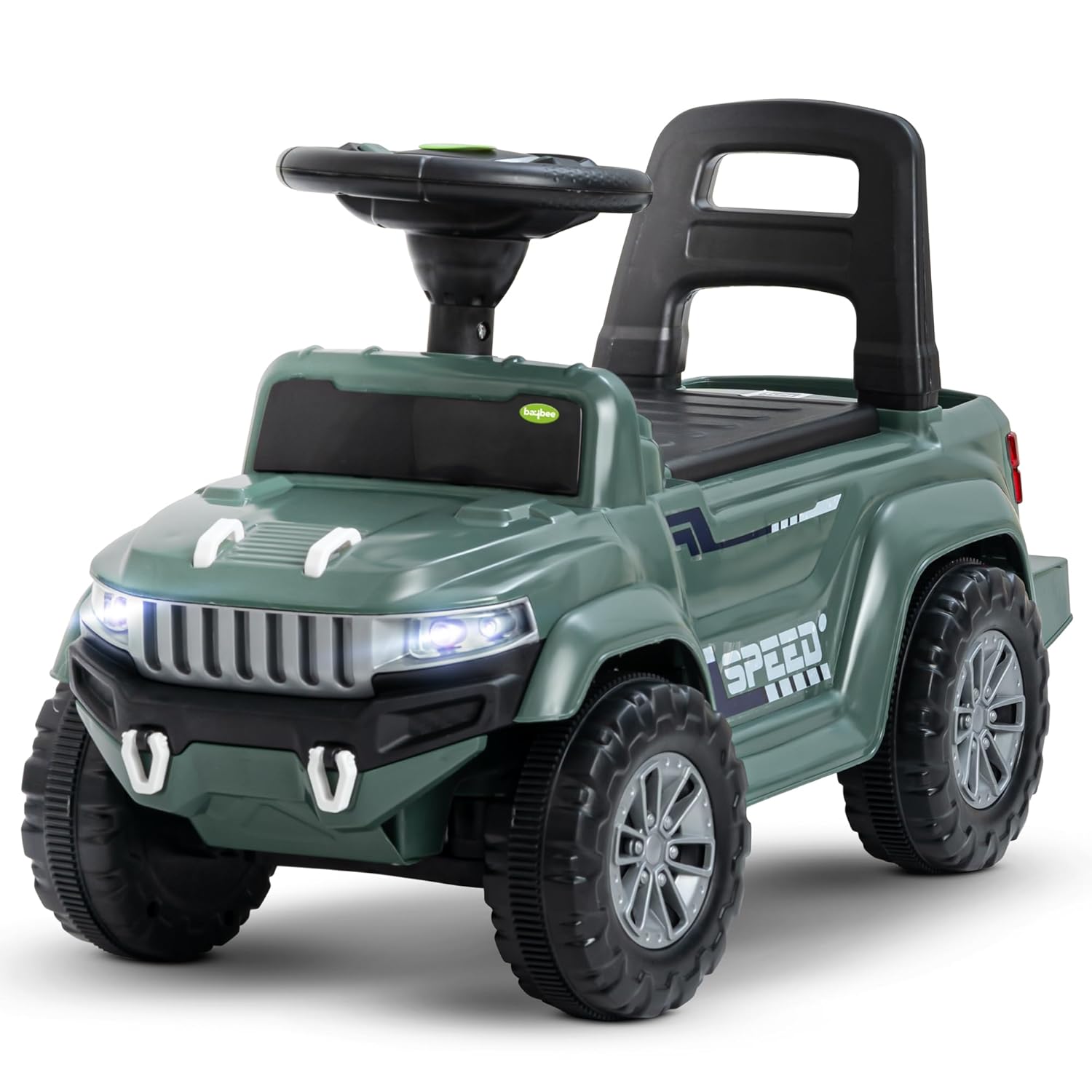 Baybee Push Ride on Baby Jeep for Kids Toys with LED Light & Storage Bin- Dark Green Baybee Push Ride on Baby Jeep for Kids Toys with LED Light & Storage Bin- Dark Green