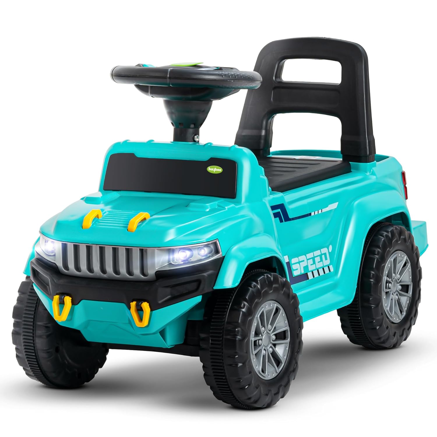 Baybee Push Ride on Baby Jeep for Kids Toys with LED Light & Storage Bin- Green Baybee Push Ride on Baby Jeep for Kids Toys with LED Light & Storage Bin- Green