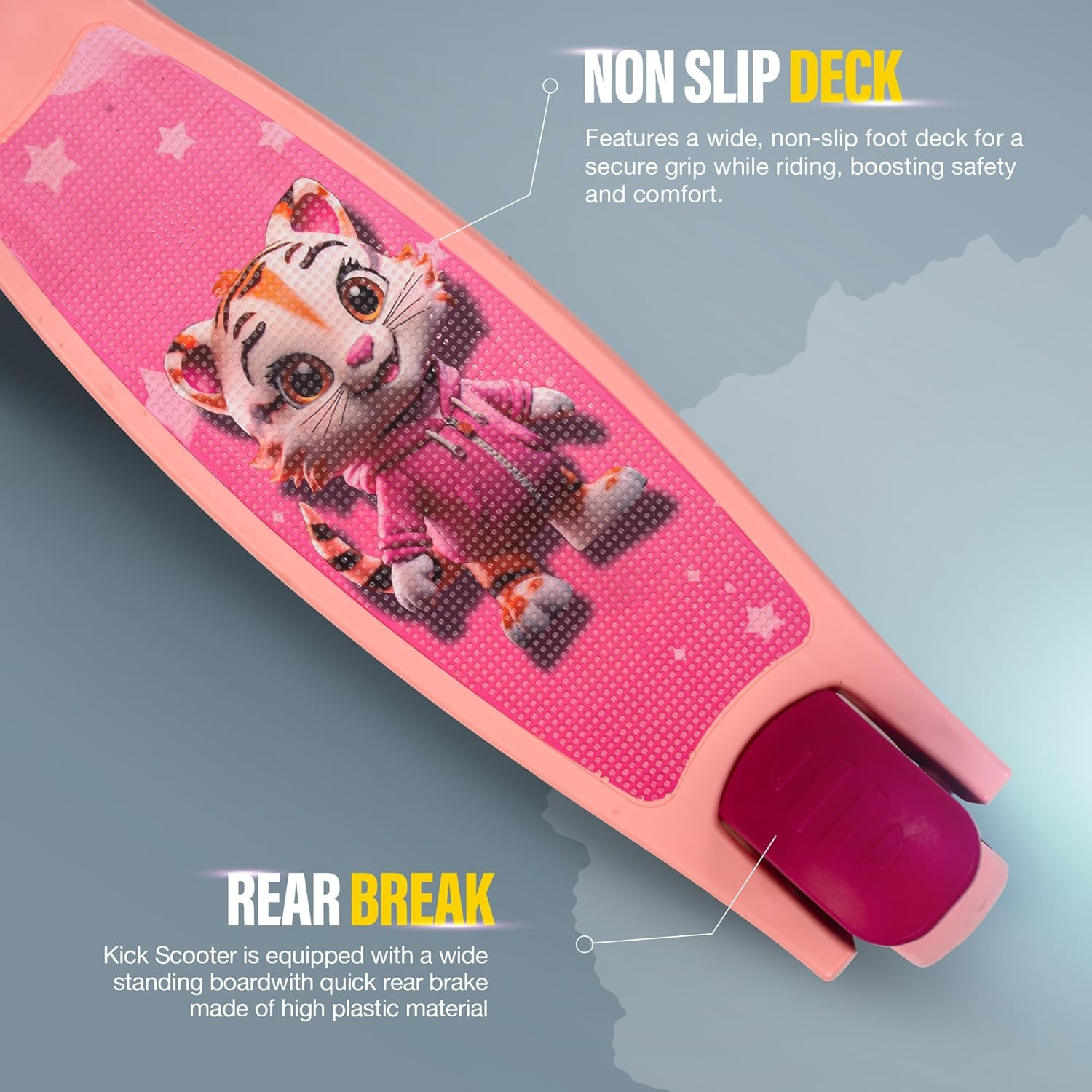 Baybee Kitty Kick Scooter for Kids, Foldable Kids Scooter- Pink