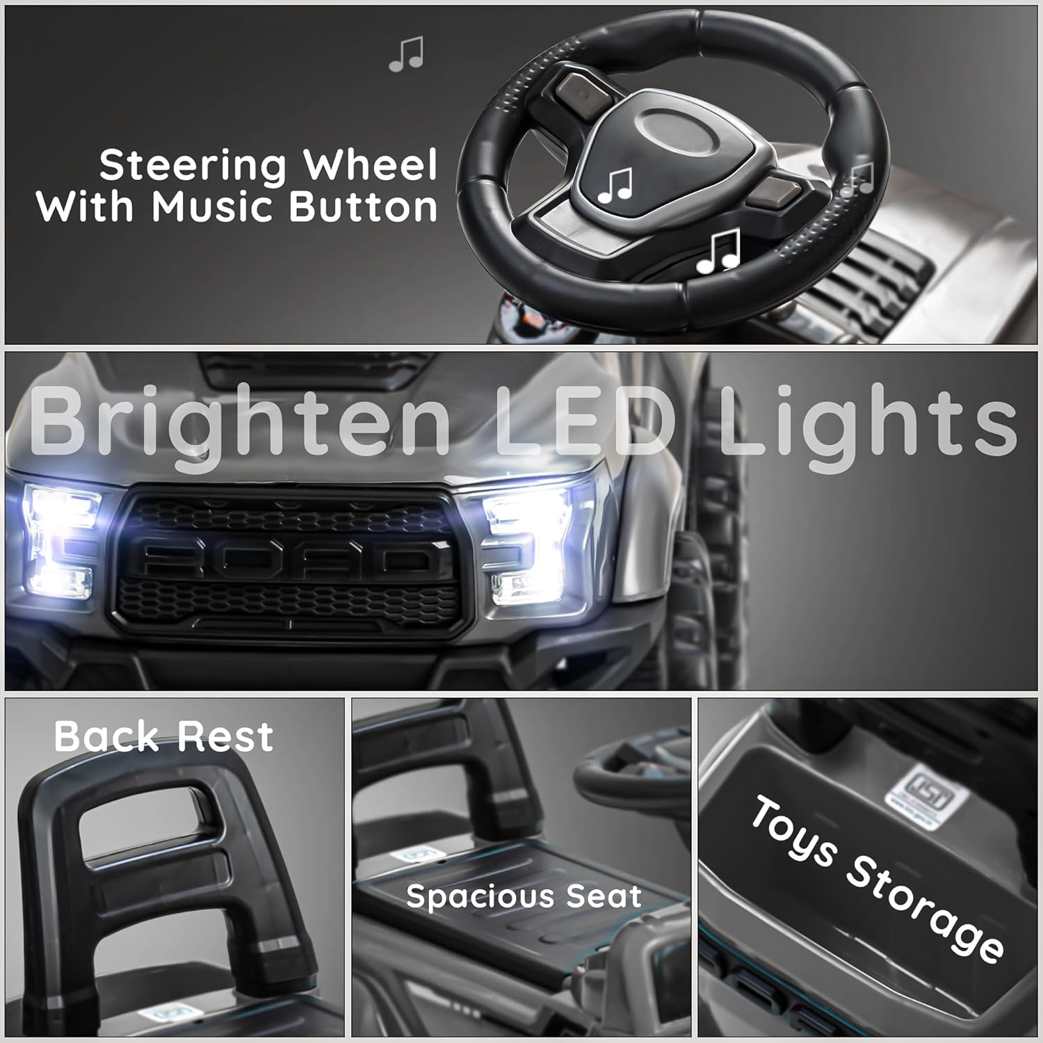 Baybee Push Ride on Baby Jeep for Kids Toys with LED Light & Storage Bin-Grey Baybee Push Ride on Baby Jeep for Kids Toys with LED Light & Storage Bin-Grey