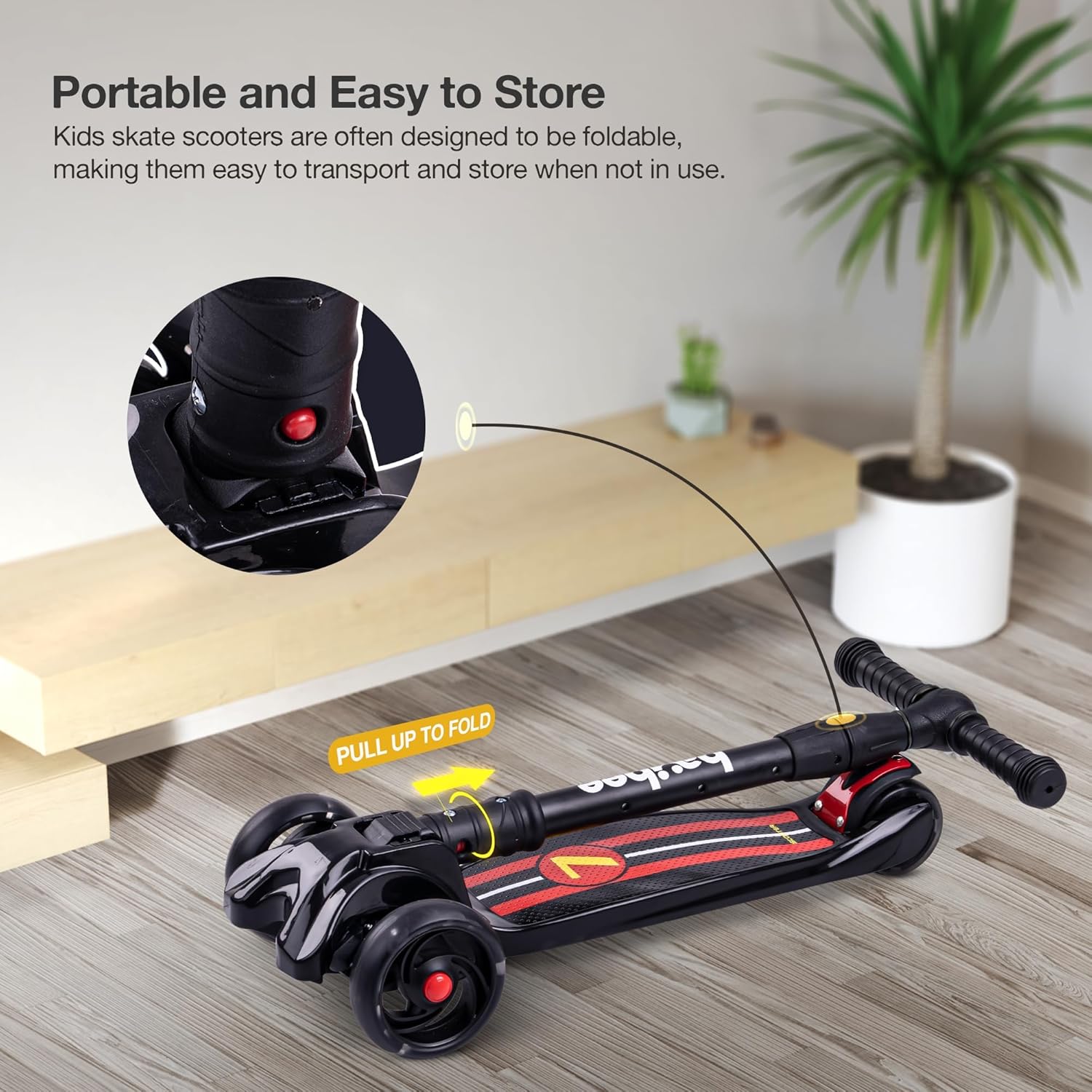 Baybee Flash Scooter for Kids with Foldable & Height Adjustable Handle- Black Baybee Flash Scooter for Kids with Foldable & Height Adjustable Handle- Black