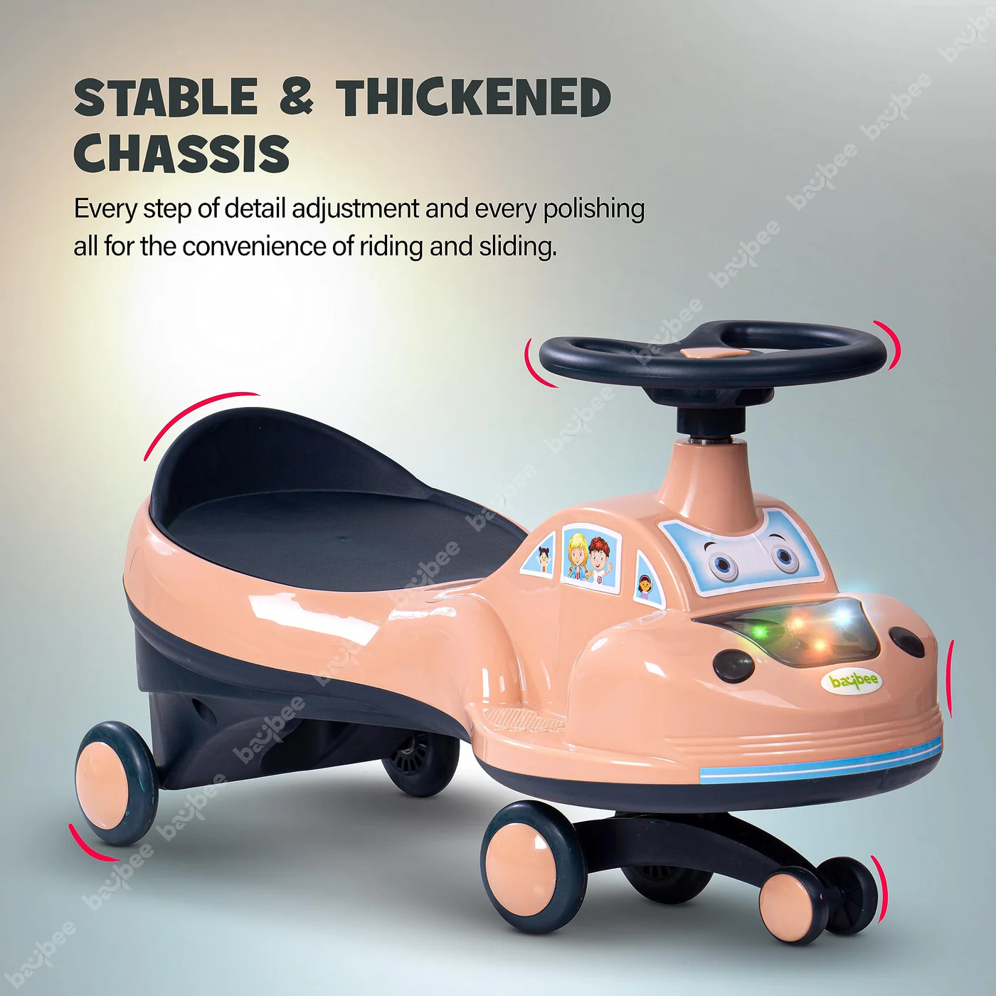 Baybee Flare Kids Ride on Magic Swing Cars with Flashing LED Lights Music & PP Wheels- Pink Baybee Flare Kids Ride on Magic Swing Cars with Flashing LED Lights Music & PP Wheels- Pink