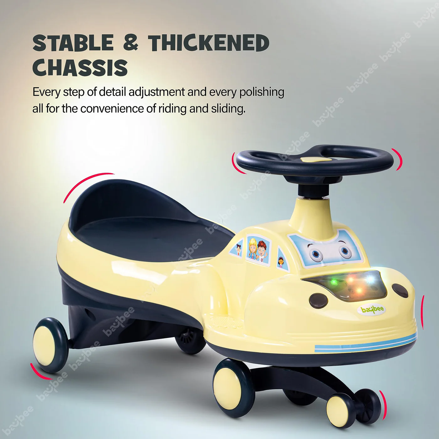 Baybee Flare Magic Swing Cars for Kids with PP Wheels- Yellow Baybee Flare Magic Swing Cars for Kids with PP Wheels- Yellow