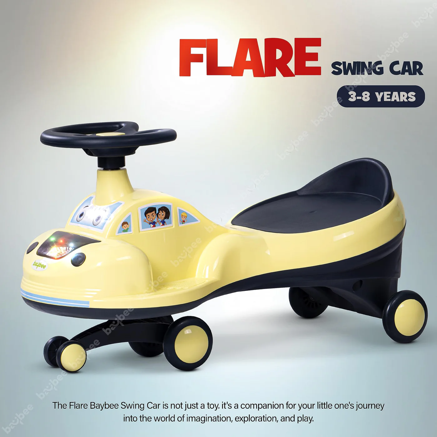 Baybee Flare Magic Swing Cars for Kids with PP Wheels- Yellow Baybee Flare Magic Swing Cars for Kids with PP Wheels- Yellow