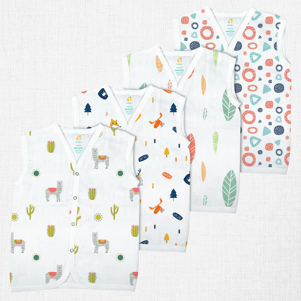 1st Step Muslin Button Jhabla - Medium (3-6 Months)